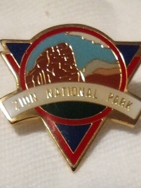 Zion National Park Enamel Pin - Blue, Red, Brown